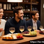 홈바텐더 와인 페어링 - **Prompt:** A cozy and inviting home bar setting at dusk, bathed in warm, soft ambient lighting. A d...