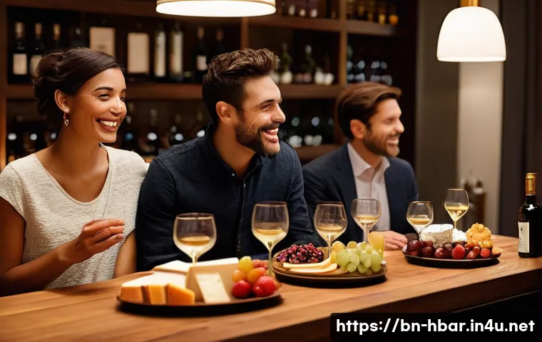 홈바텐더 와인 페어링 - **Prompt:** A cozy and inviting home bar setting at dusk, bathed in warm, soft ambient lighting. A d...